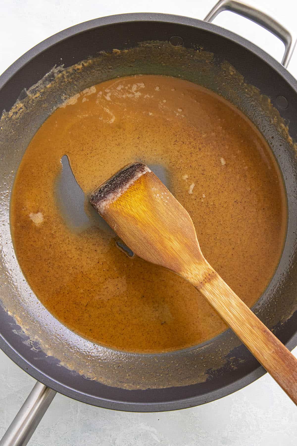 Cooking the roux to make Crawfish Etouffee