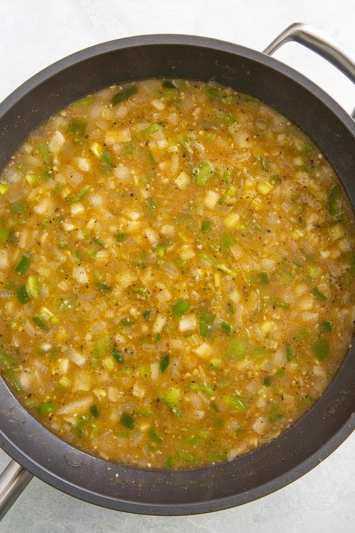 Cooking the Crawfish Etouffee in a pan