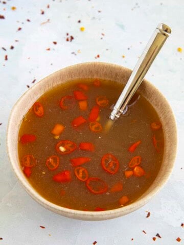 Nuoc Cham served in a bowl.