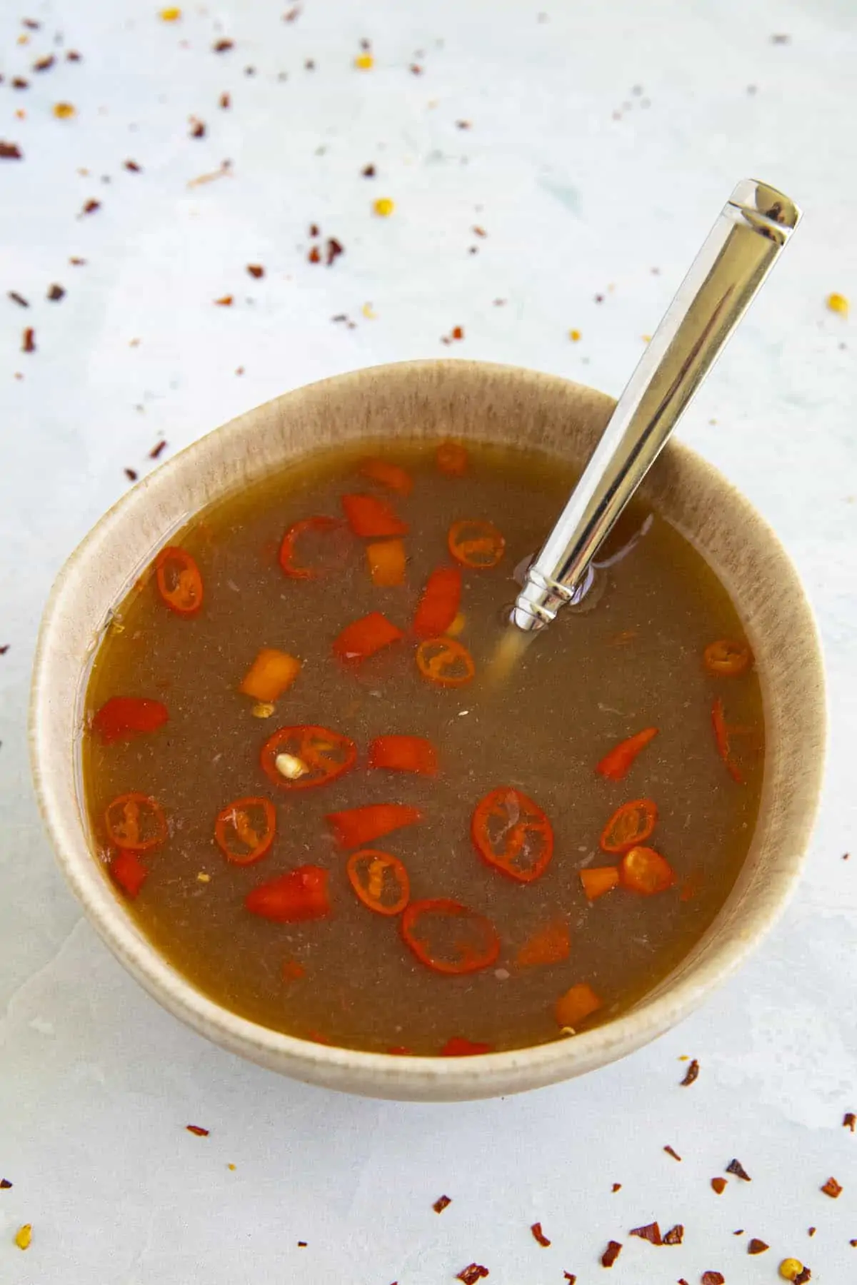 Nuoc Cham served in a bowl.