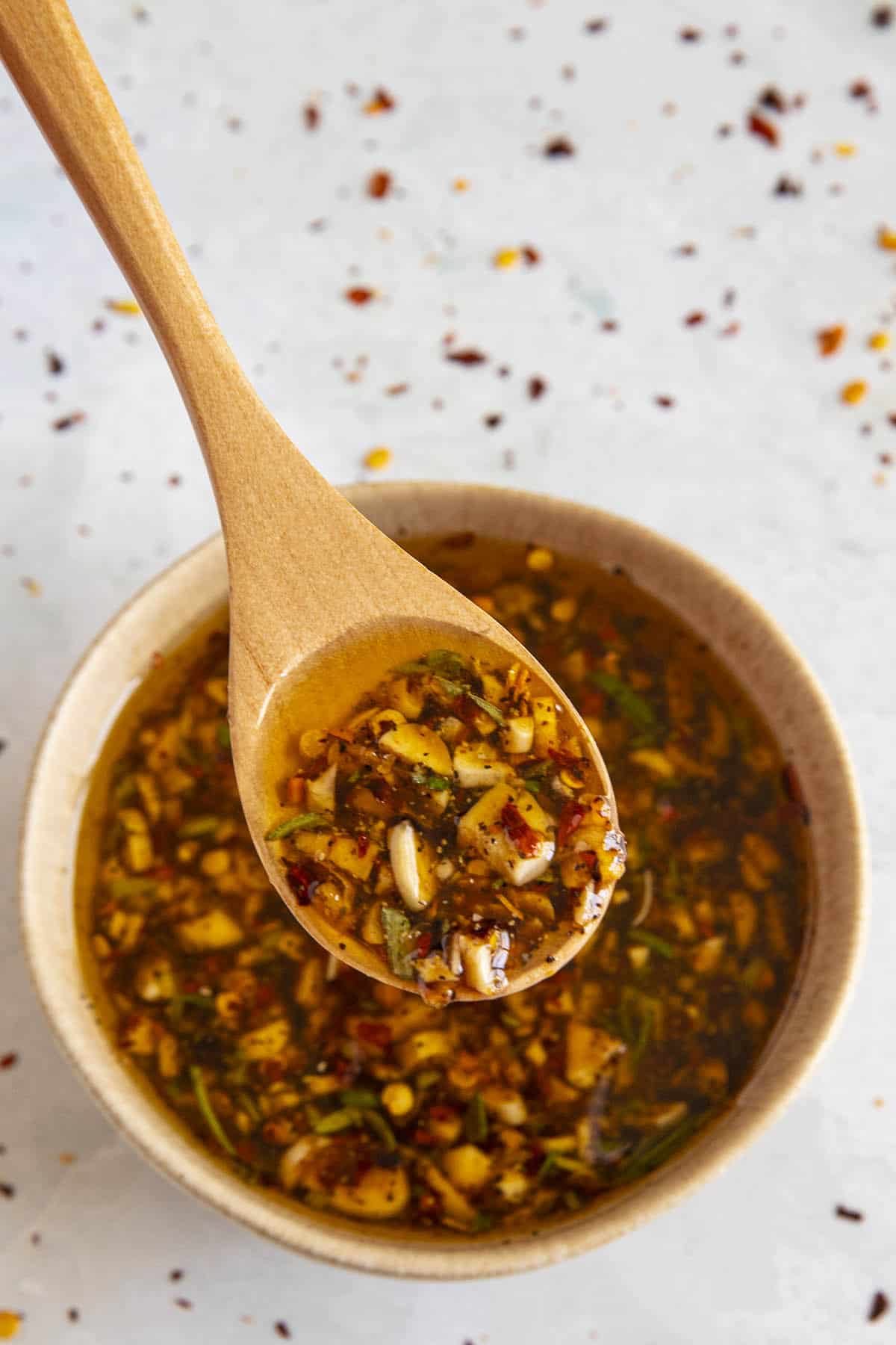 Pork Tenderloin Marinade on a spoon