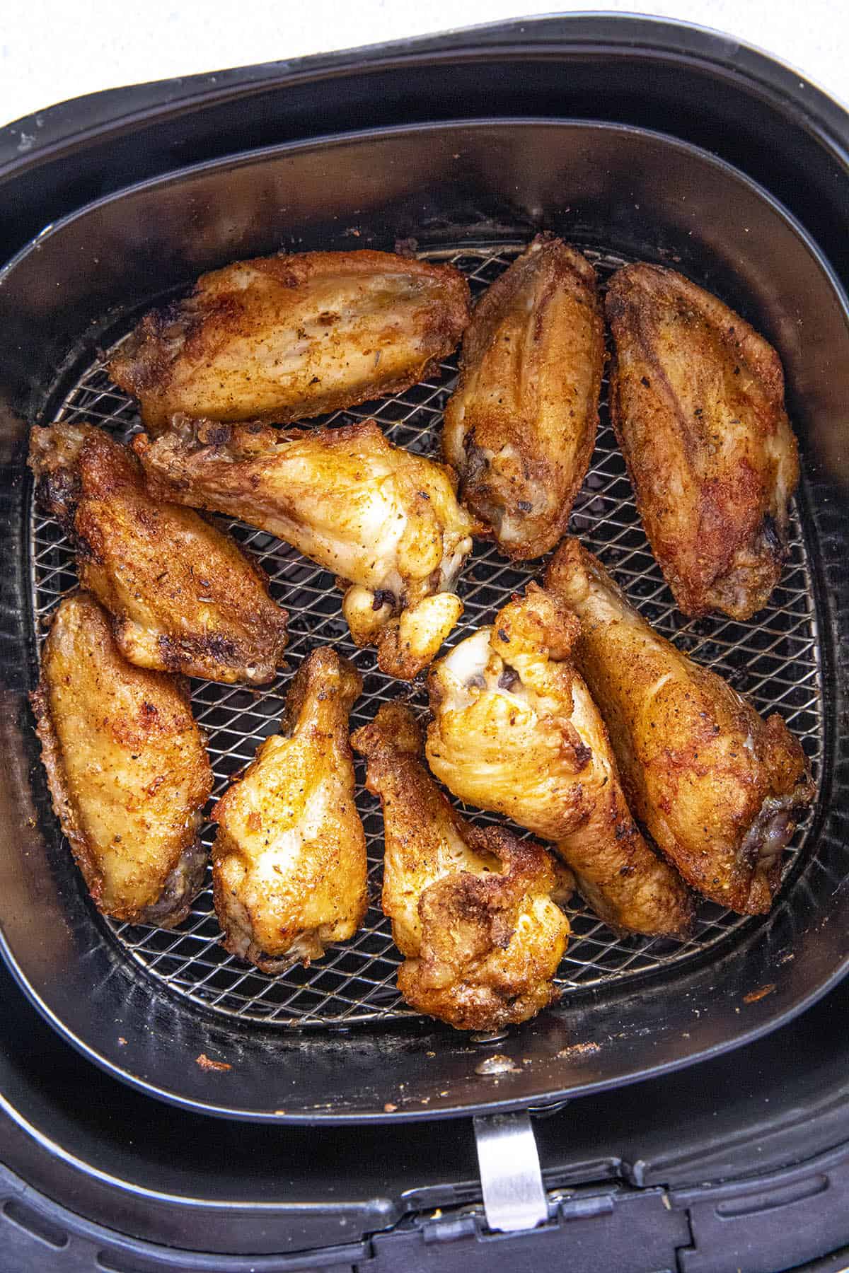Air Fryer Chicken Wings in the air fryer basket
