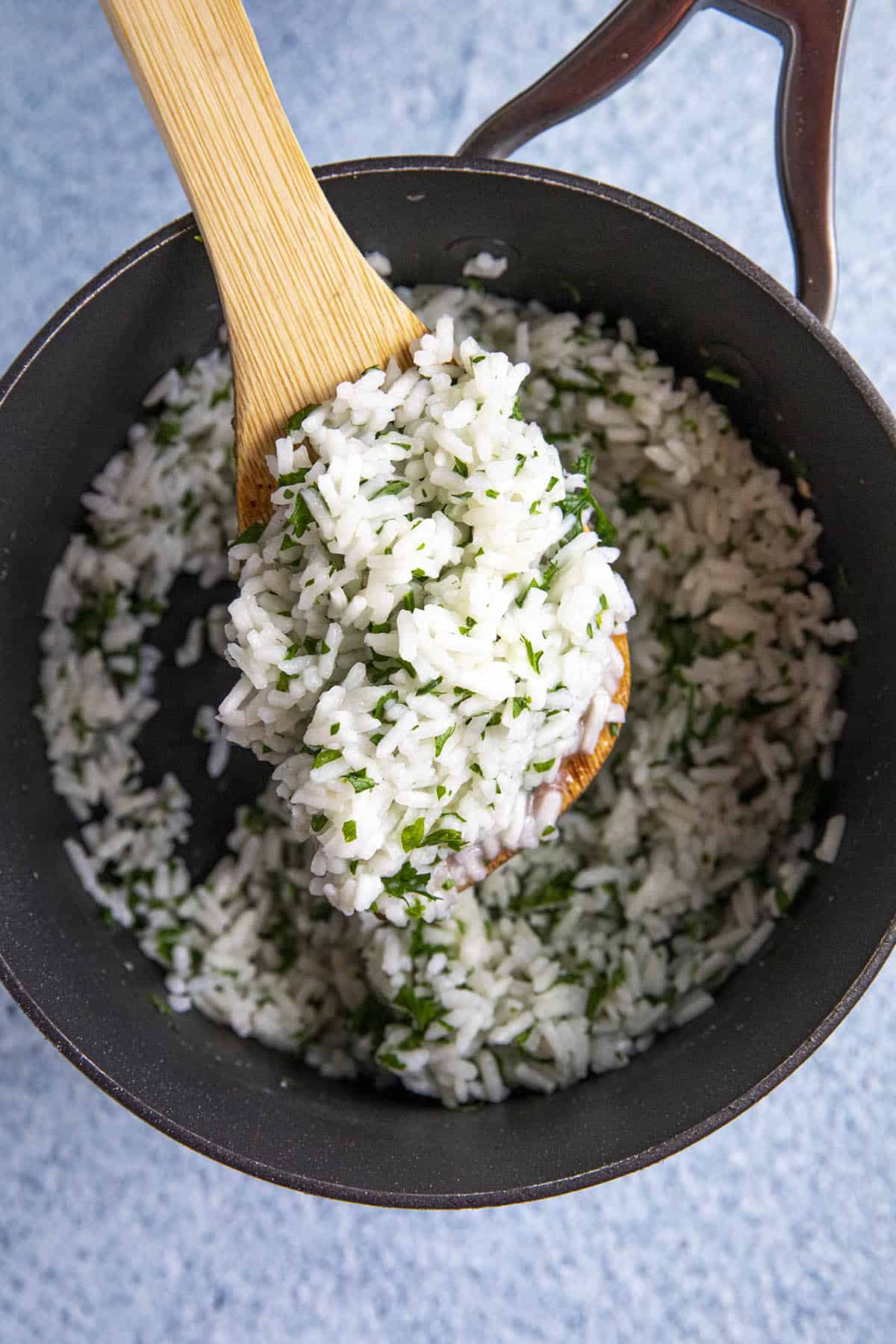 A pot of cilantro-lime rice
