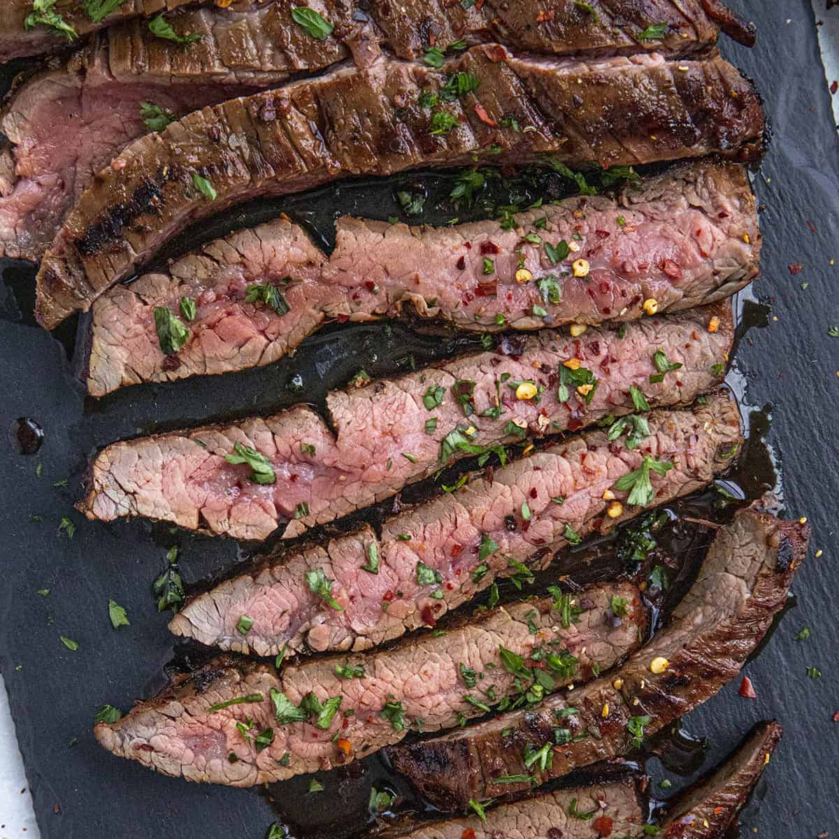 Marinated Flank Steak with Chimichurri - Girl With The Iron Cast