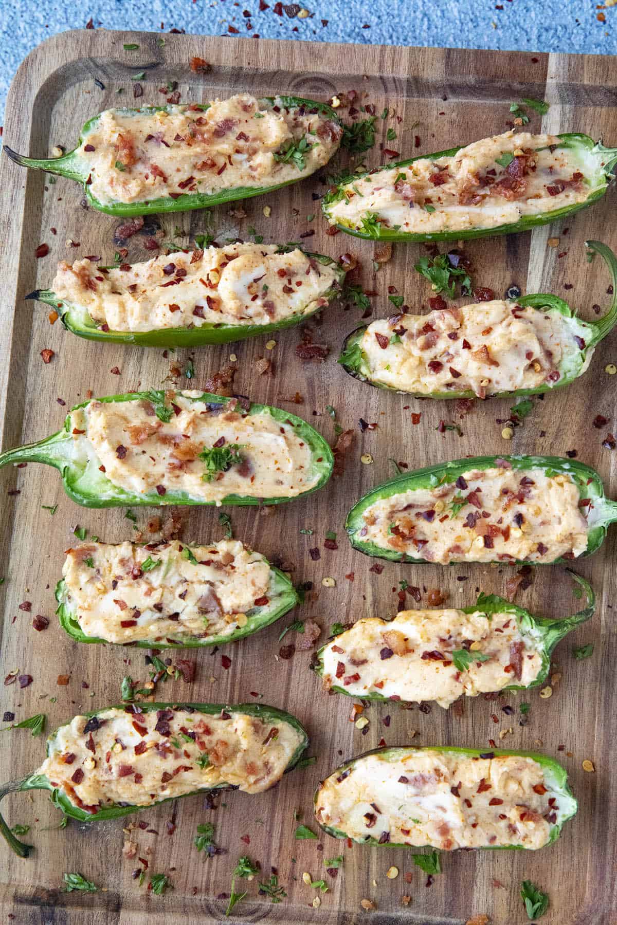 Grilled Jalapeno Poppers on a platter, ready to serve