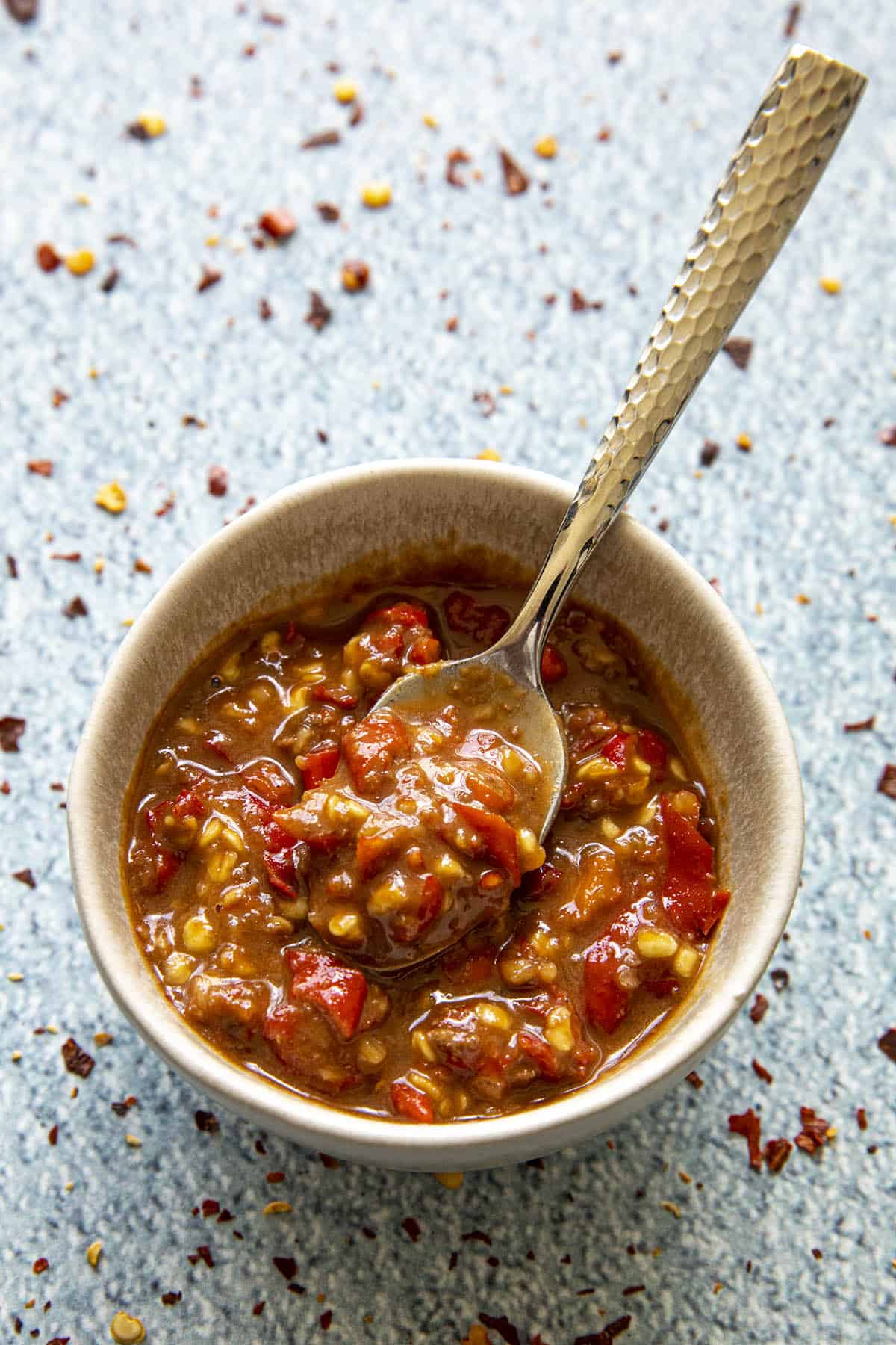 Sambal terasi in a mortar ready to serve