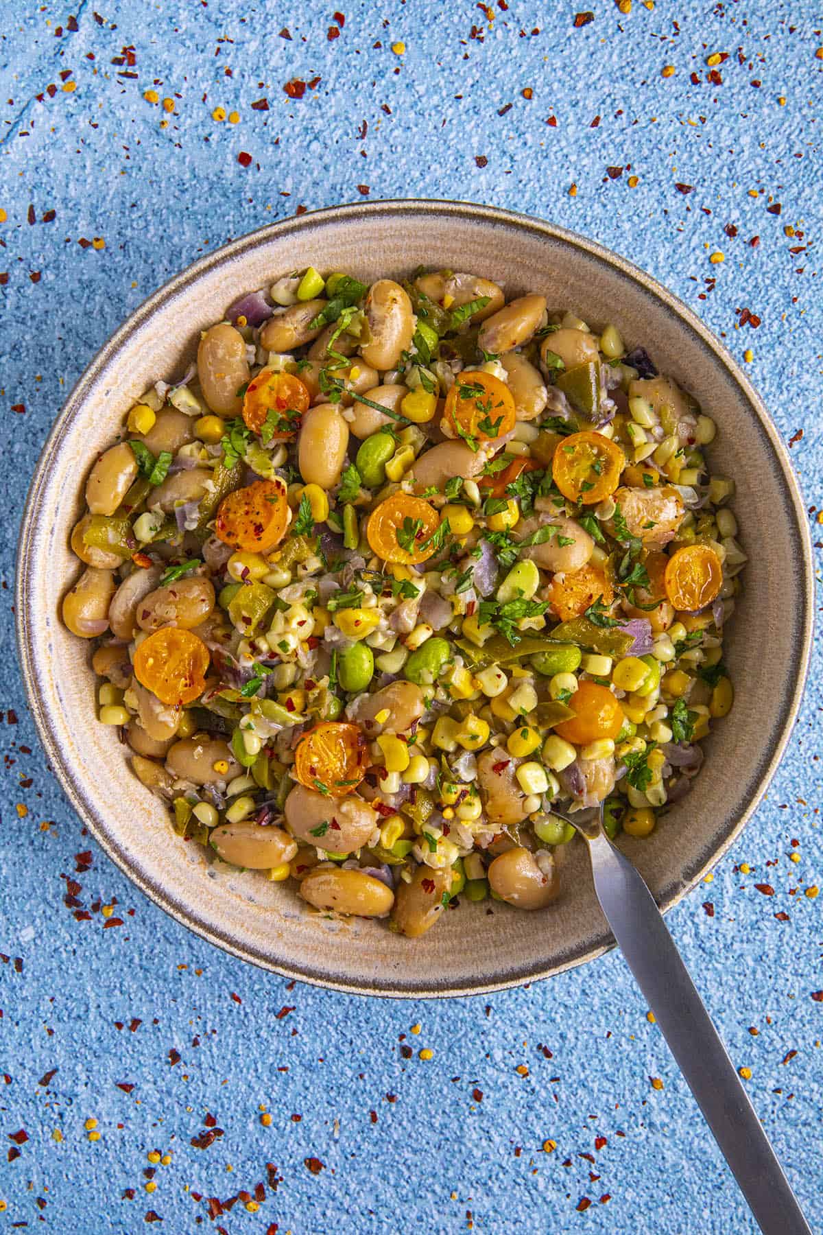 Succotash in a bowl, ready to serve