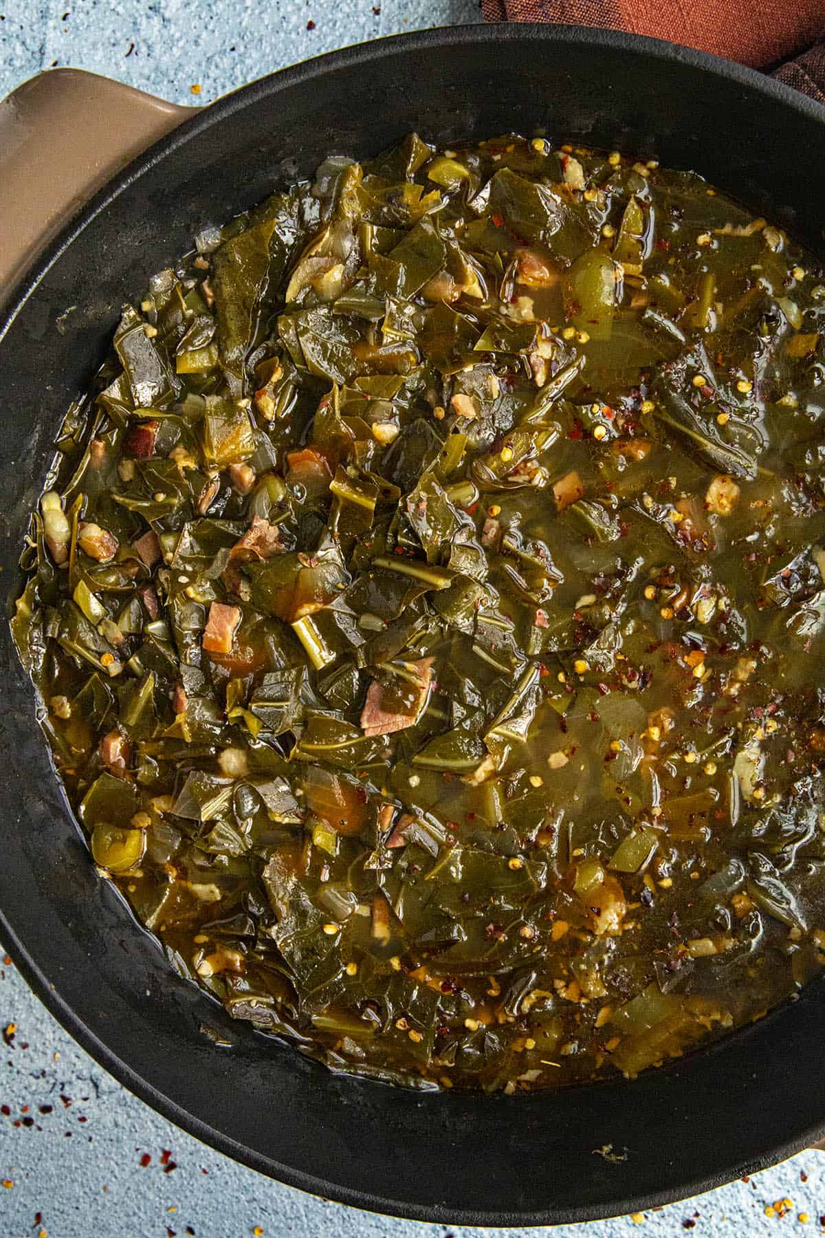 Collard Greens simmering in a pot