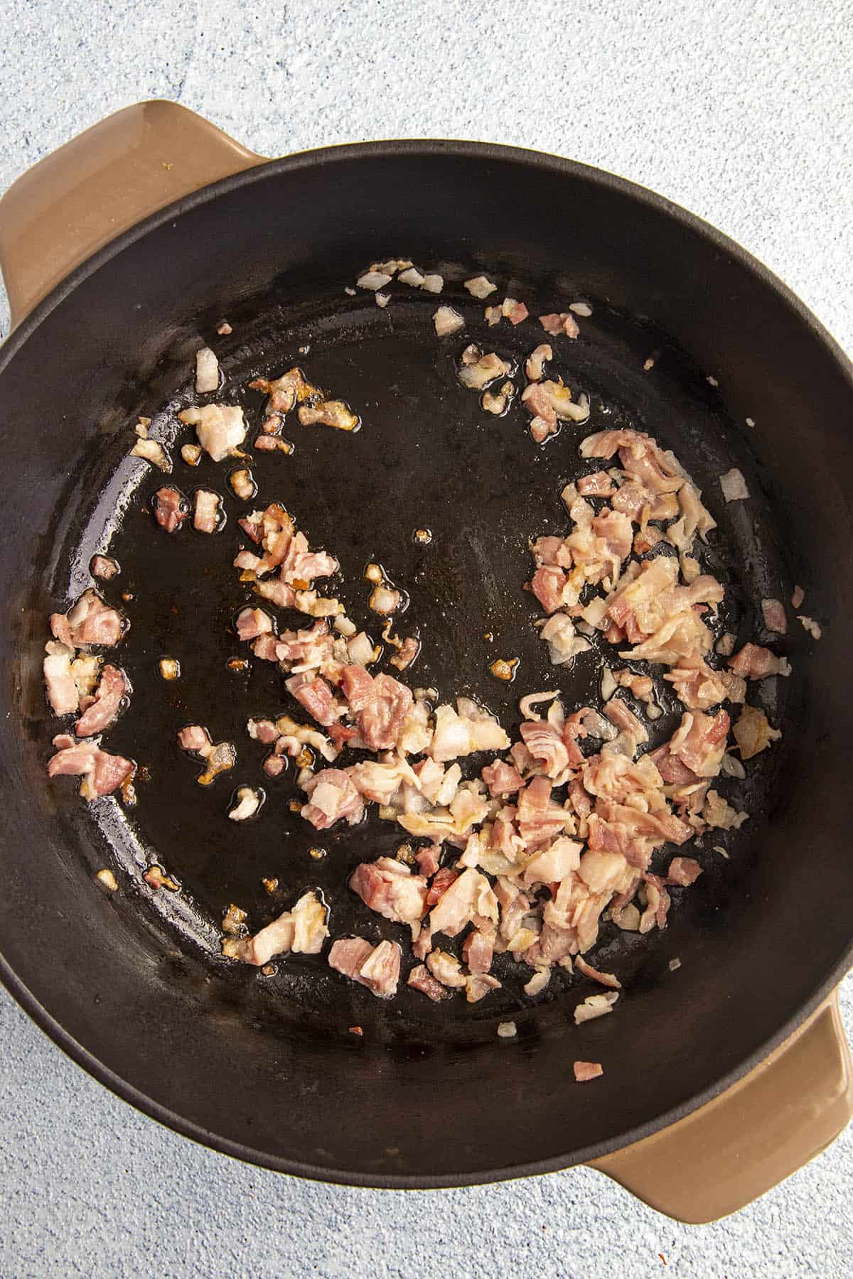 Cooking bacon in the pot