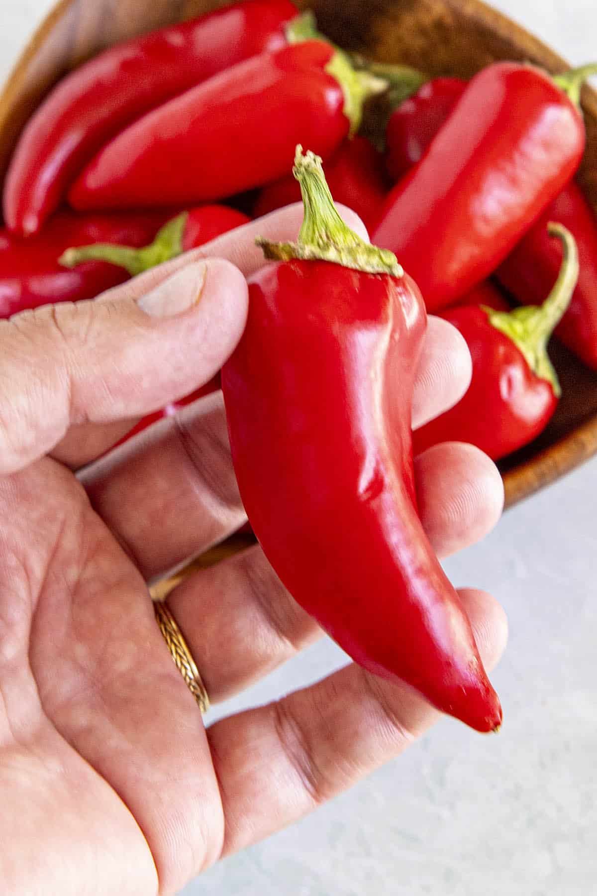 Mike holding a Fresno Pepper in his hand