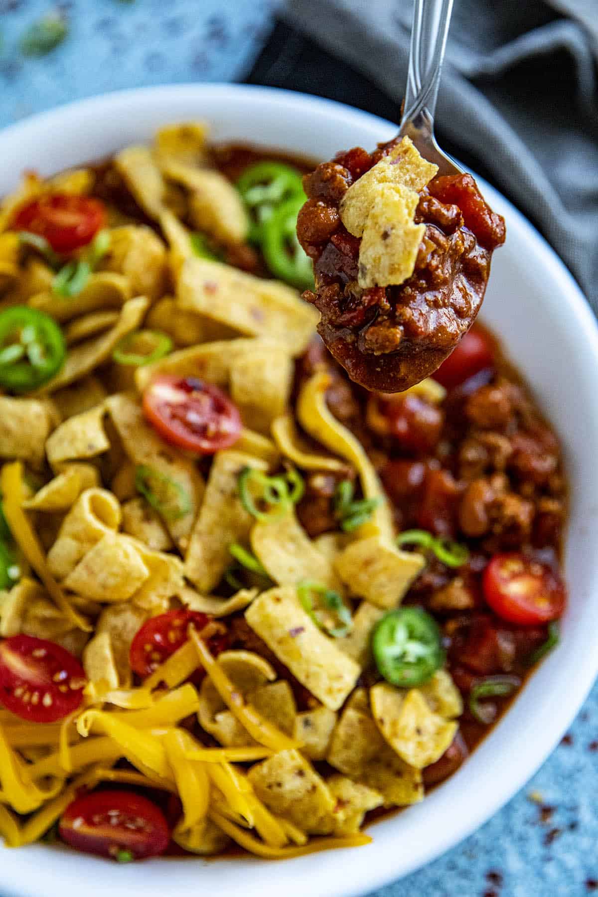 Frito Pie on a spoon