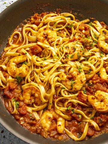 Shrimp Fra Diavolo in a pan