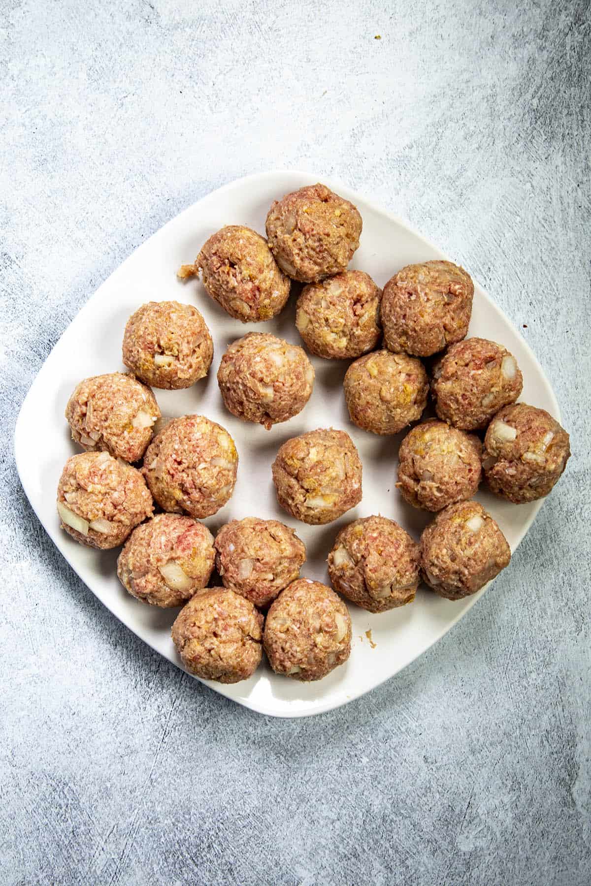 Hand formed meatballs to make Albondigas