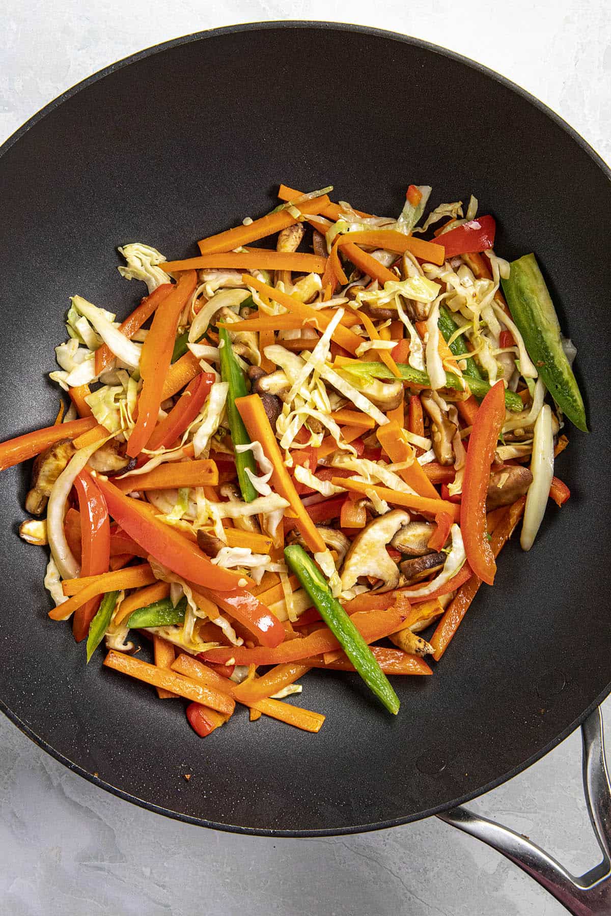Cooking the vegetables in a hot pan