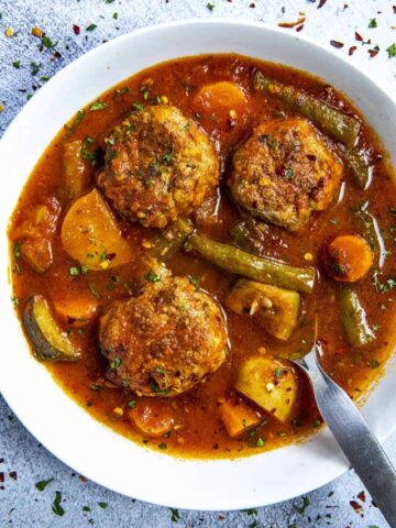 Albondigas Soup served in a bowl