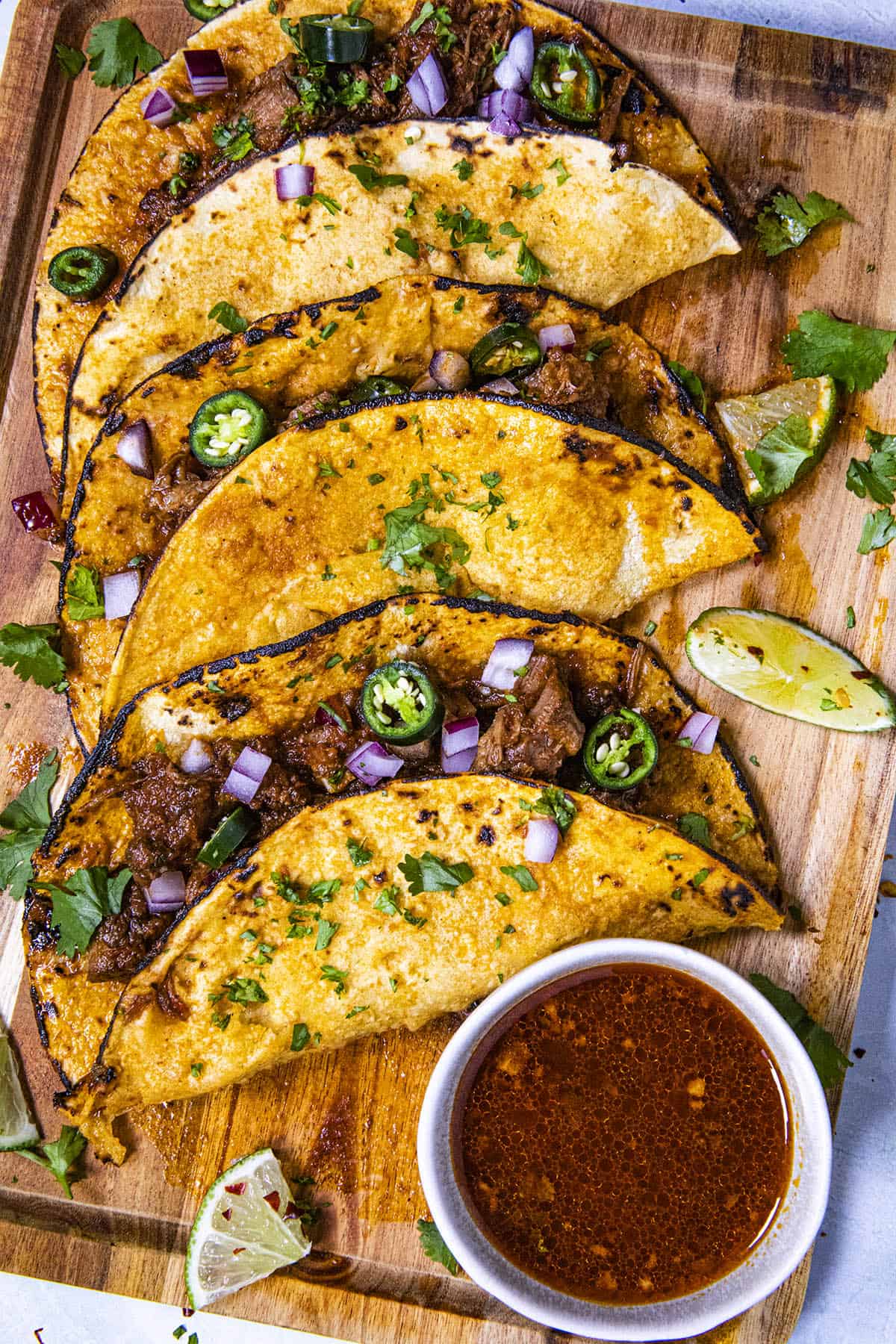 Birria Tacos on a platter, ready to serve