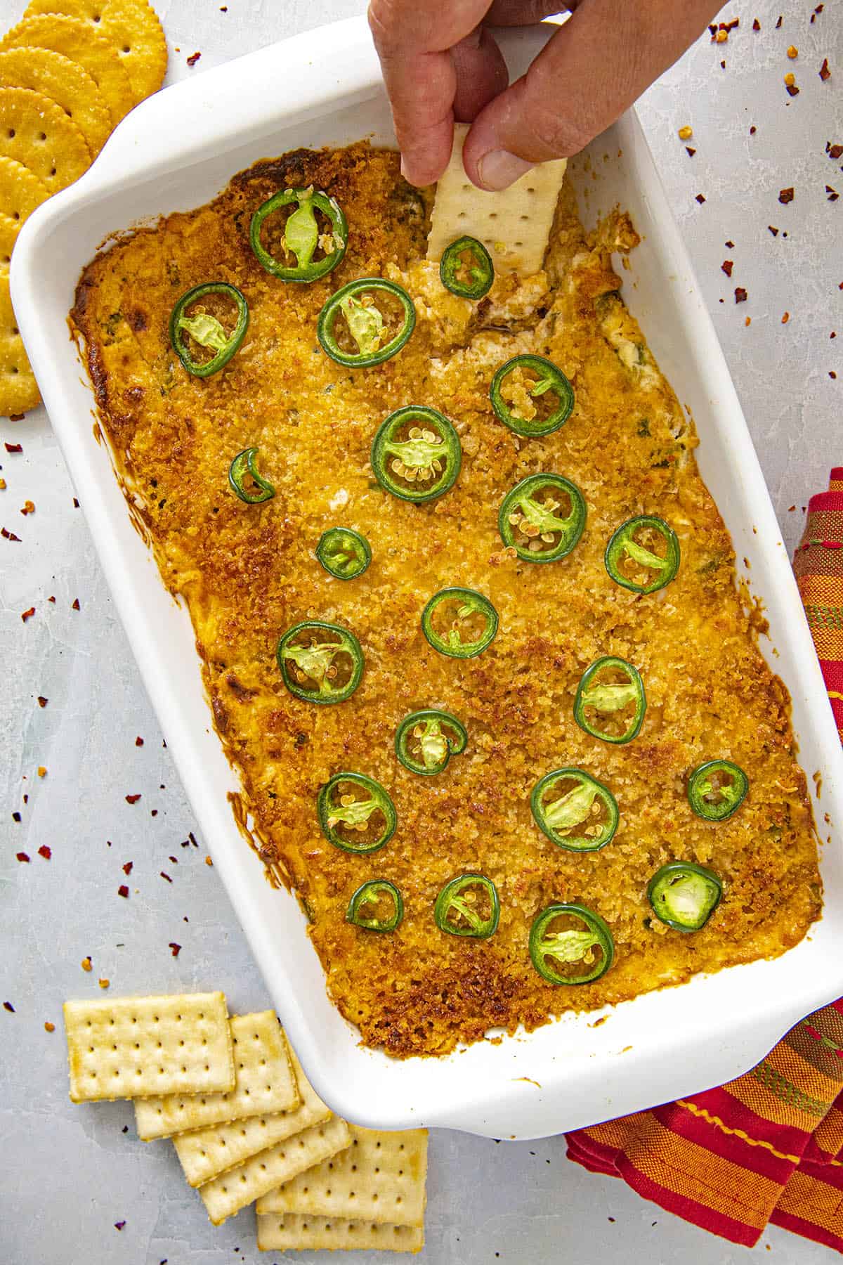 Mike taking a scoop of Jalapeno Popper Dip