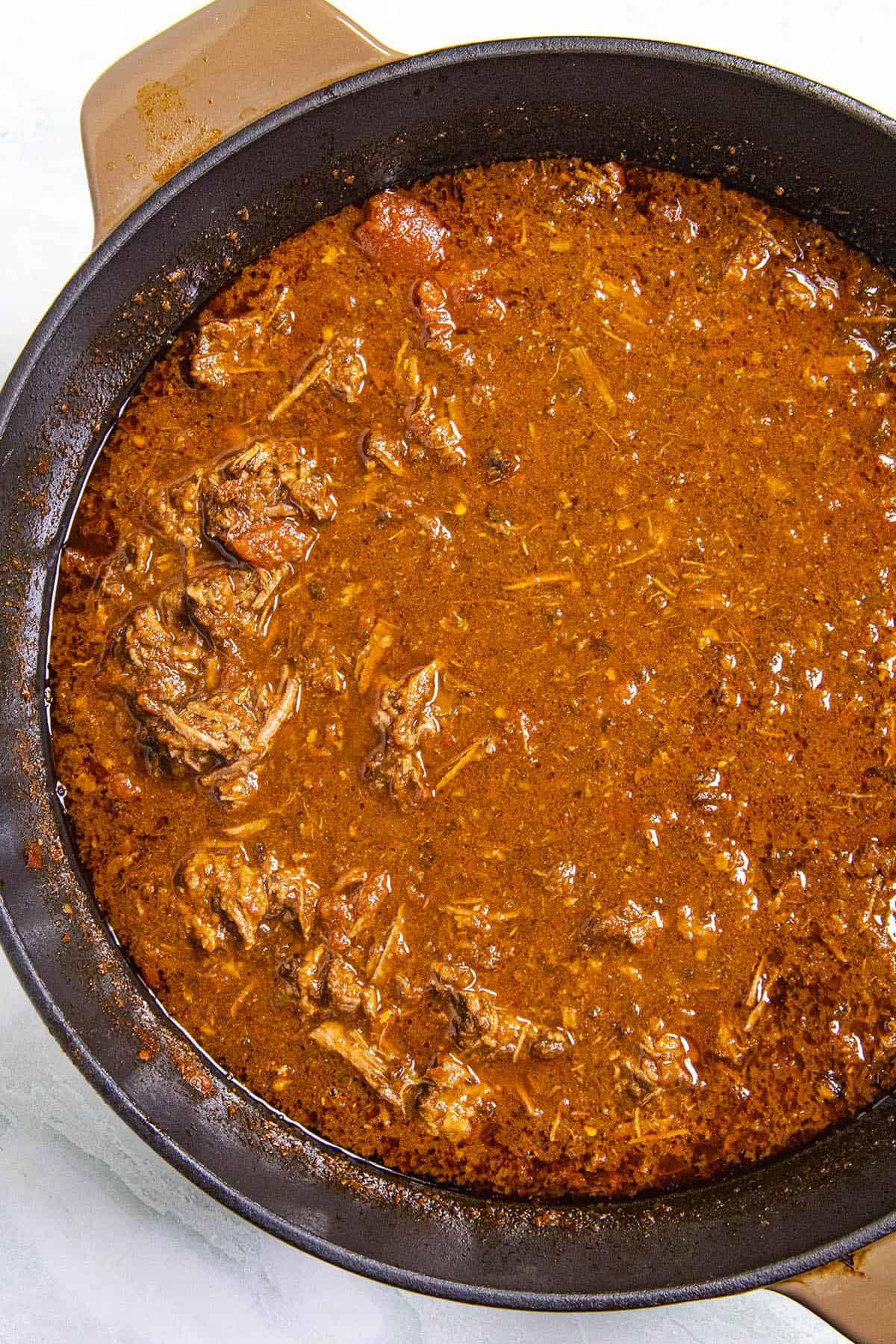 Simmering the Mexican Birria in a large pot