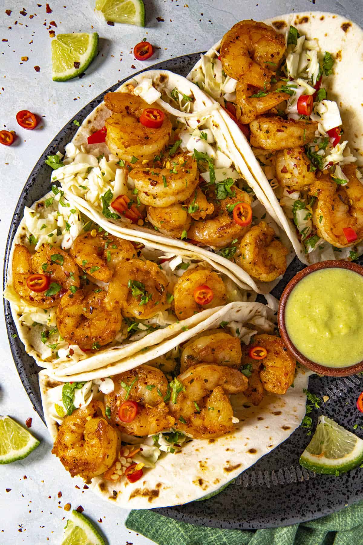 Shrimp Tacos on a plate, ready to serve