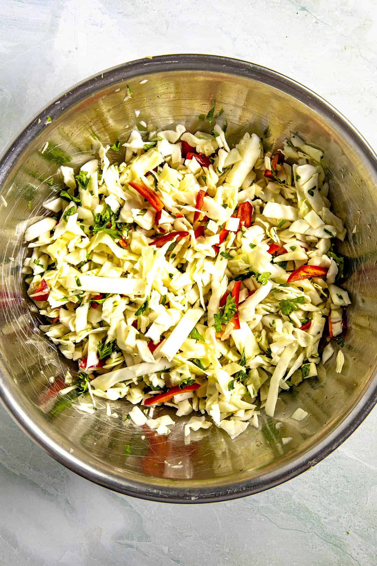 Crunchy slaw for Shrimp Tacos