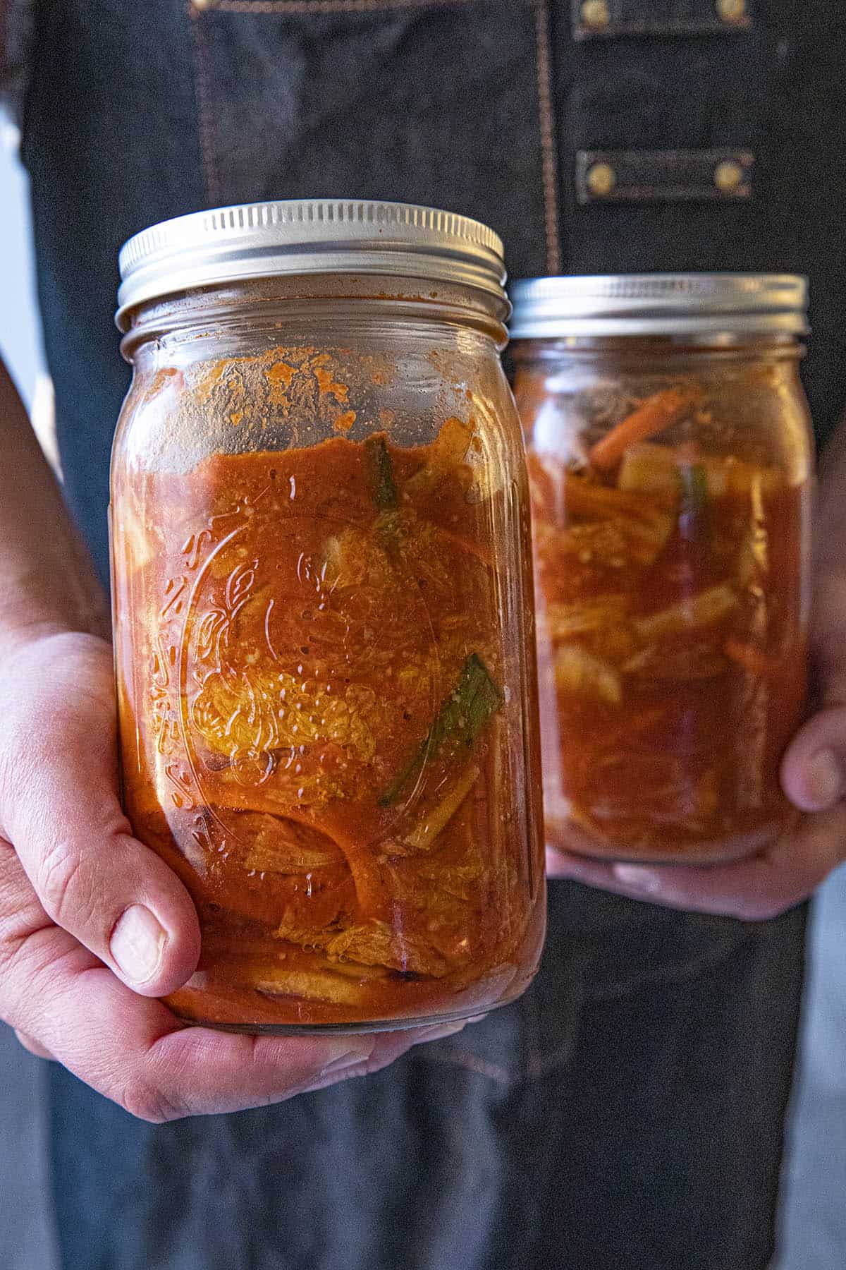 Kimchi in jars