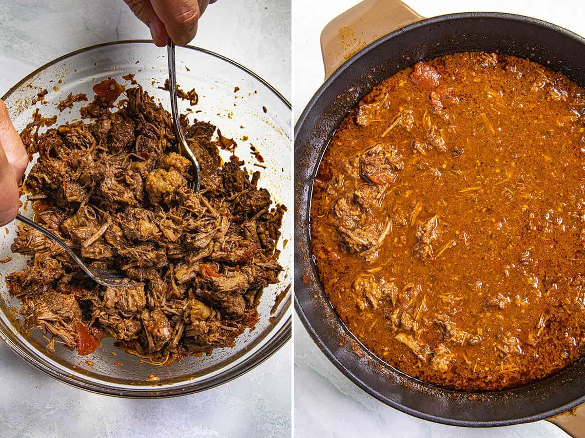 Simmering the Mexican Birria in a large pot