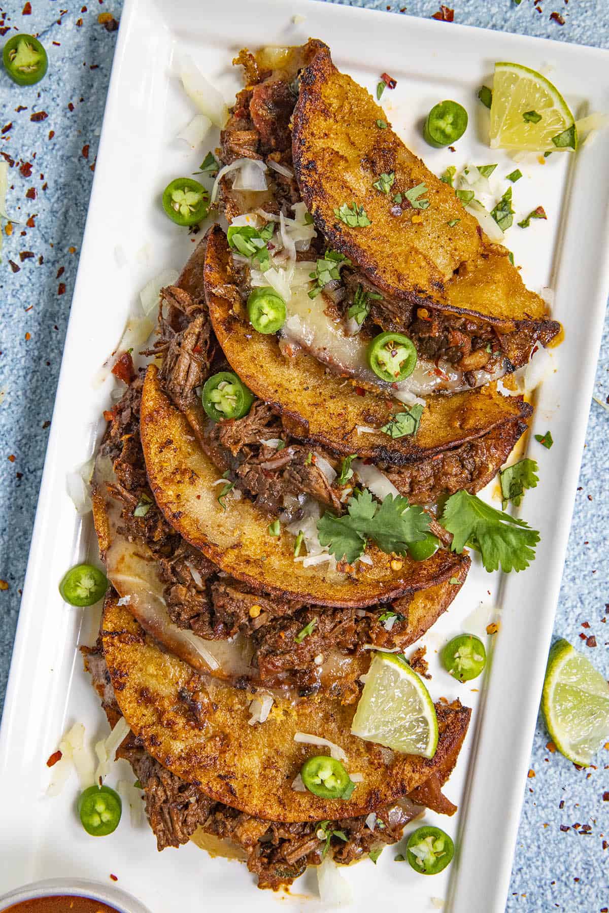 Quesabirria Tacos on a platter