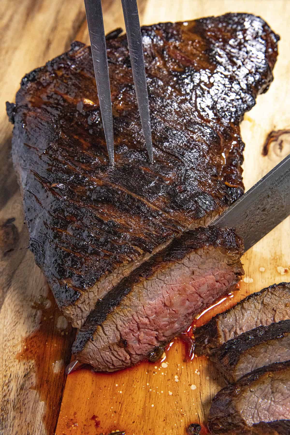 Mike slicing the oven roasted tri tip roast