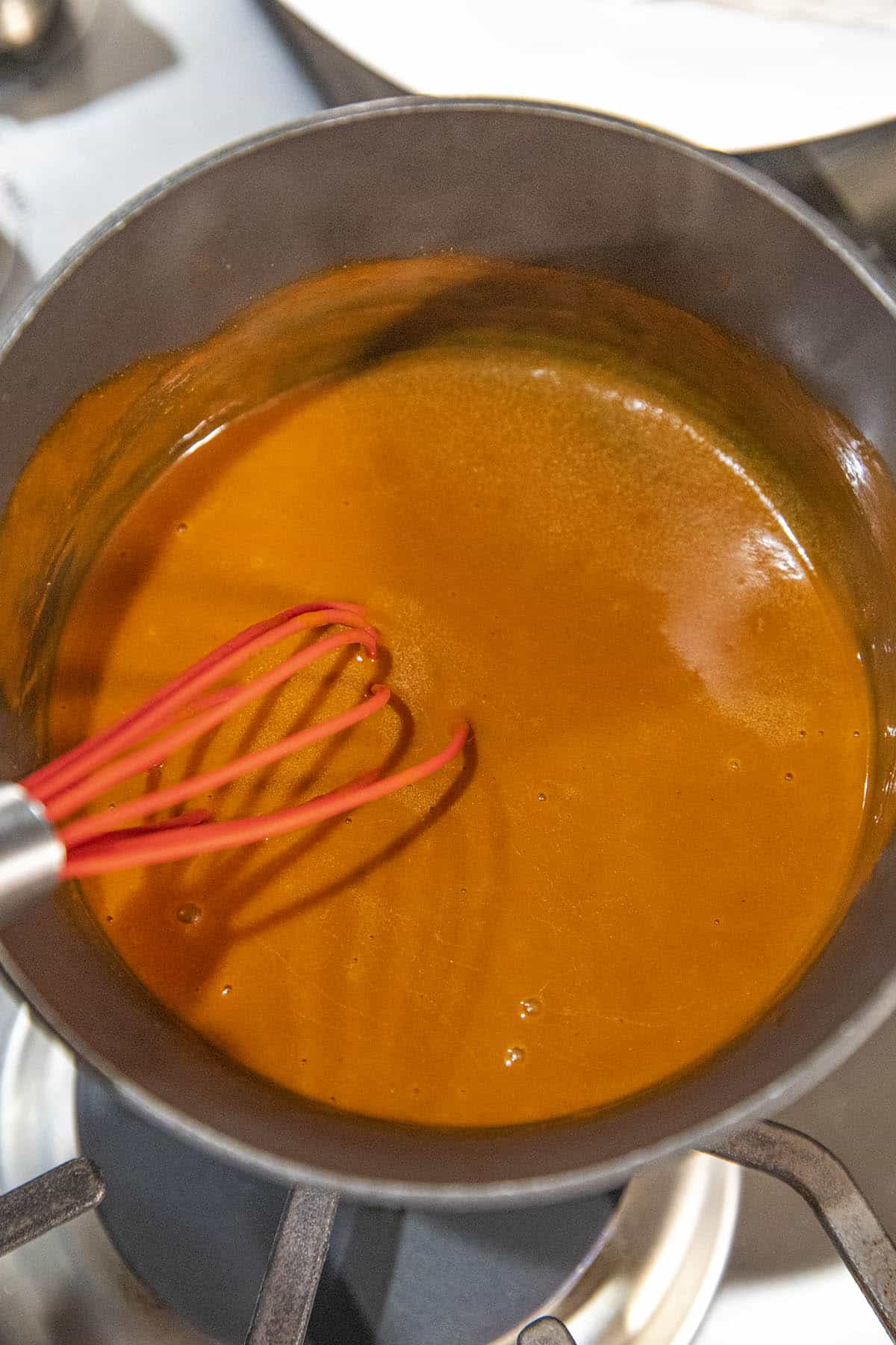 Making Buffalo sauce in a pan
