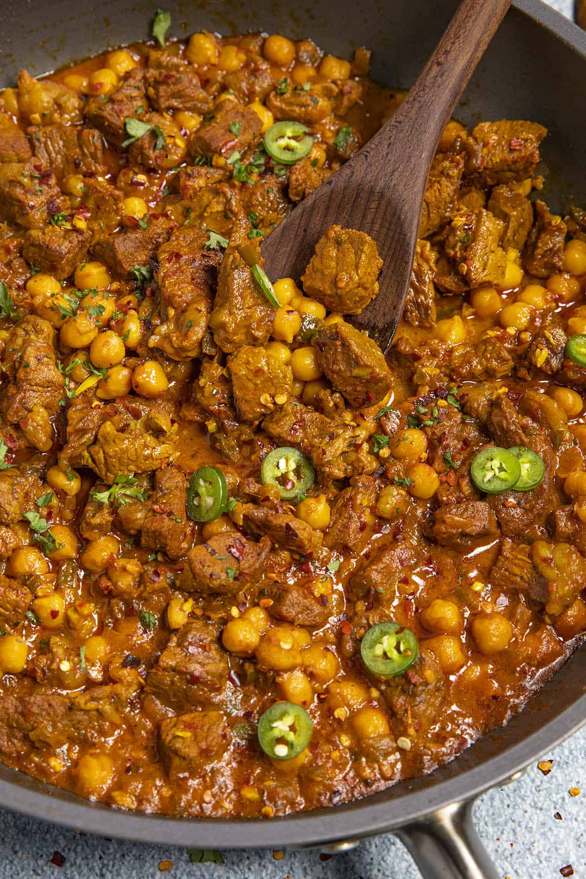 Mike scooping up a spoonful of Lamb Vindaloo