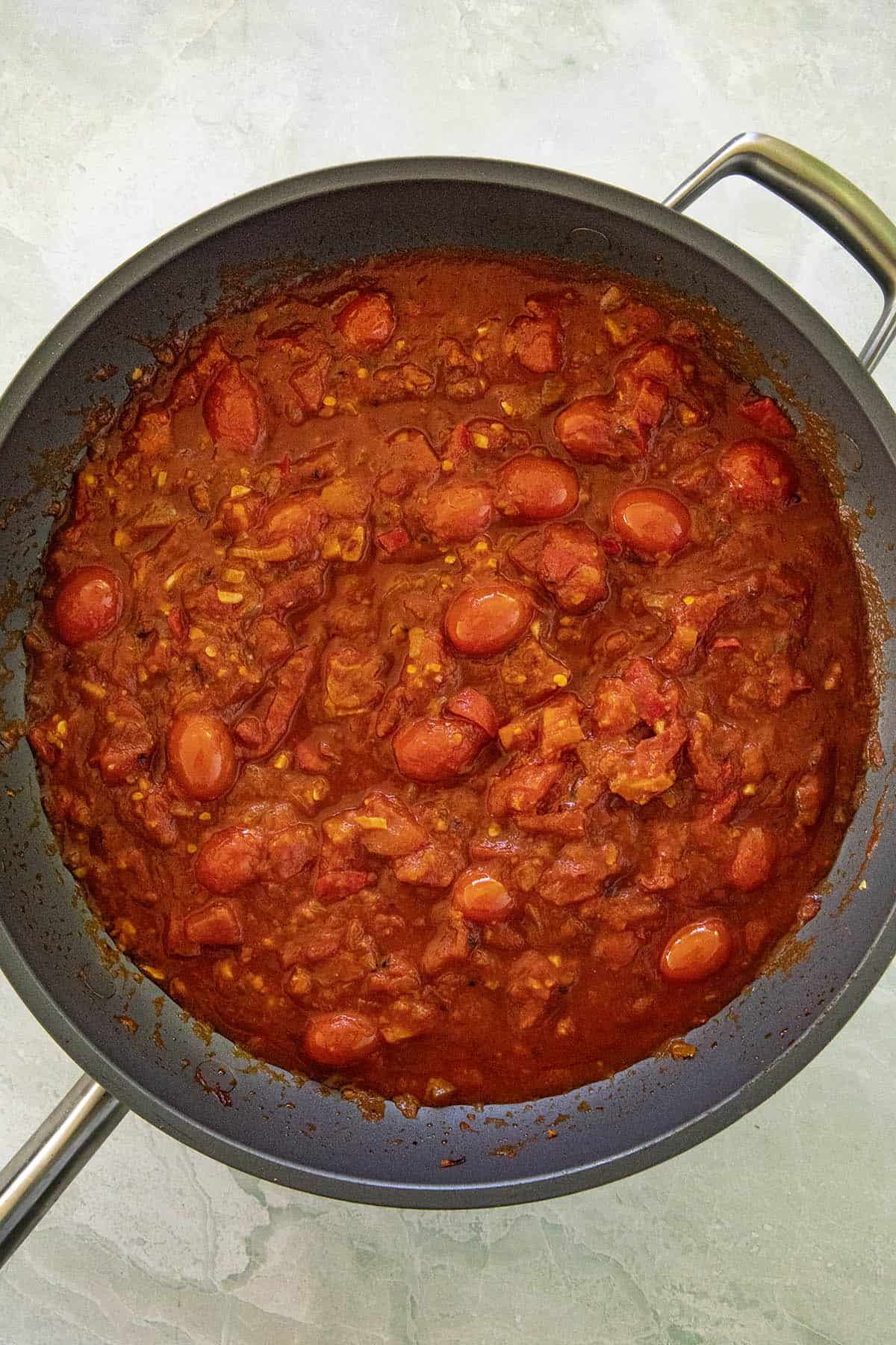Arrabbiata Sauce simmering in a pan