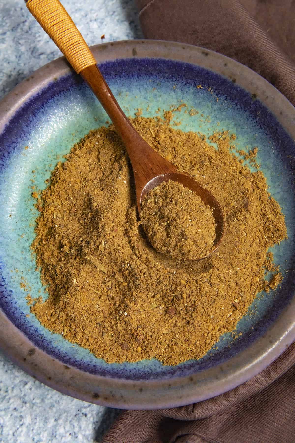 Homemade Garam Masala on a spoon