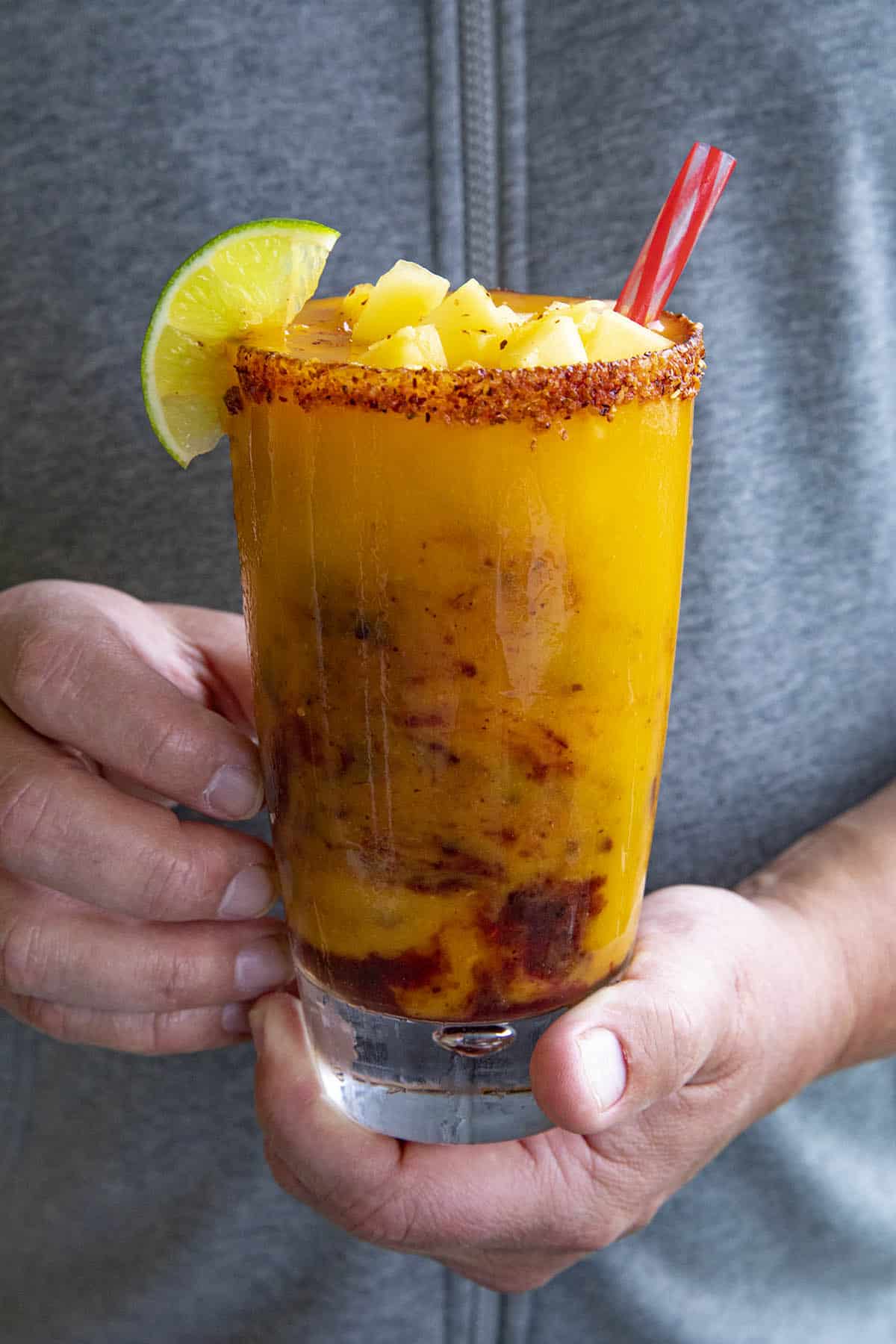 Mike holding a Mangonada