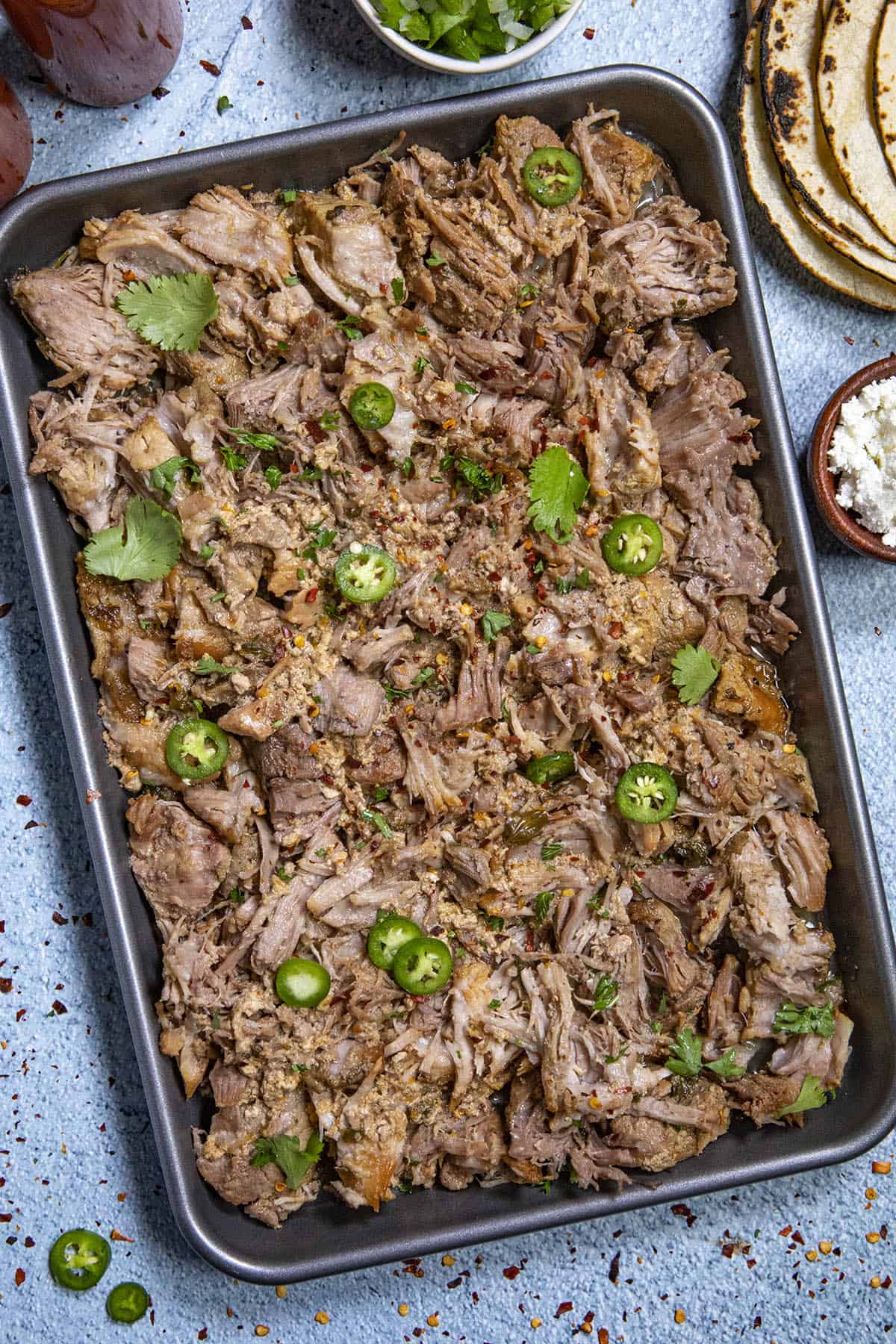 Pork Carnitas on a serving pan