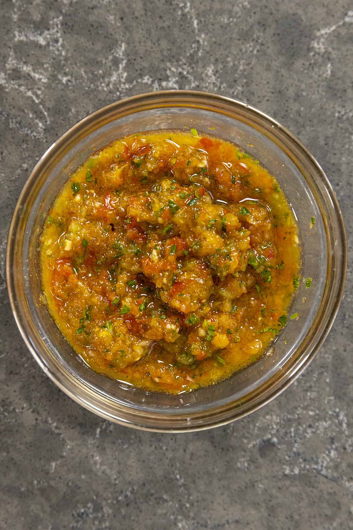 Sofrito in a bowl, ready for cooking