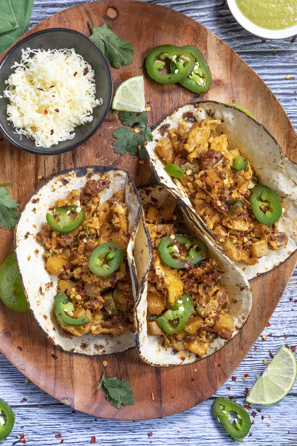 Spicy Breakfast Tacos ready to serve