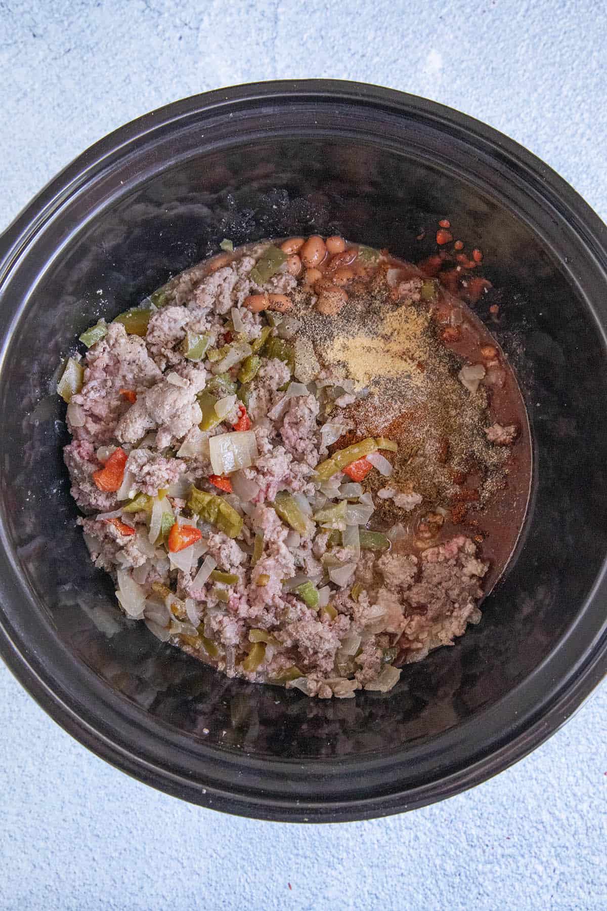 Adding the ingredients to the crock pot