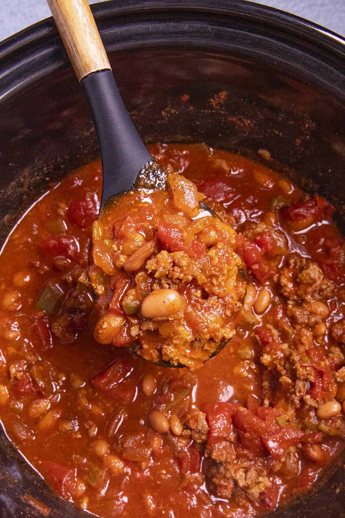 A big scoop of Crockpot Chili