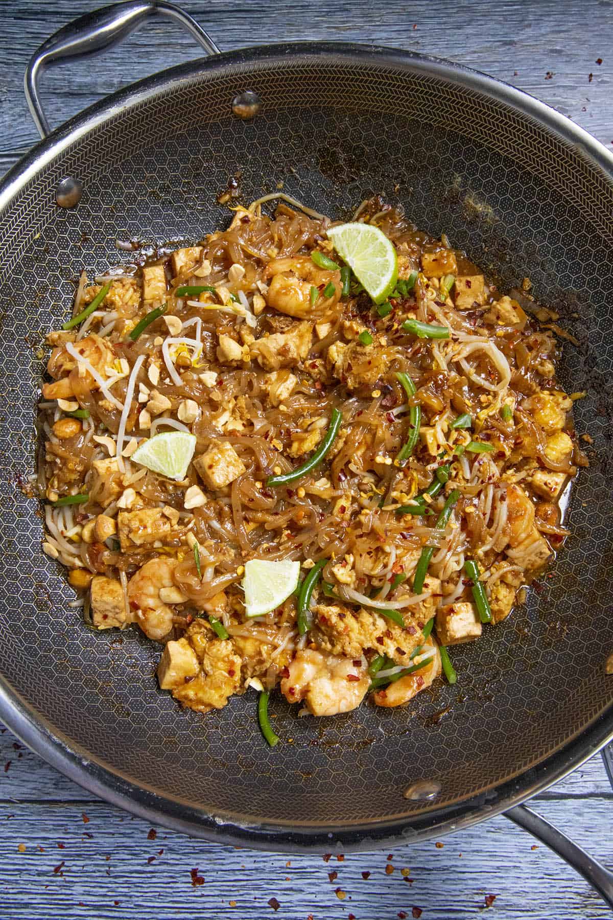 Spicy Pad Thai in a pan