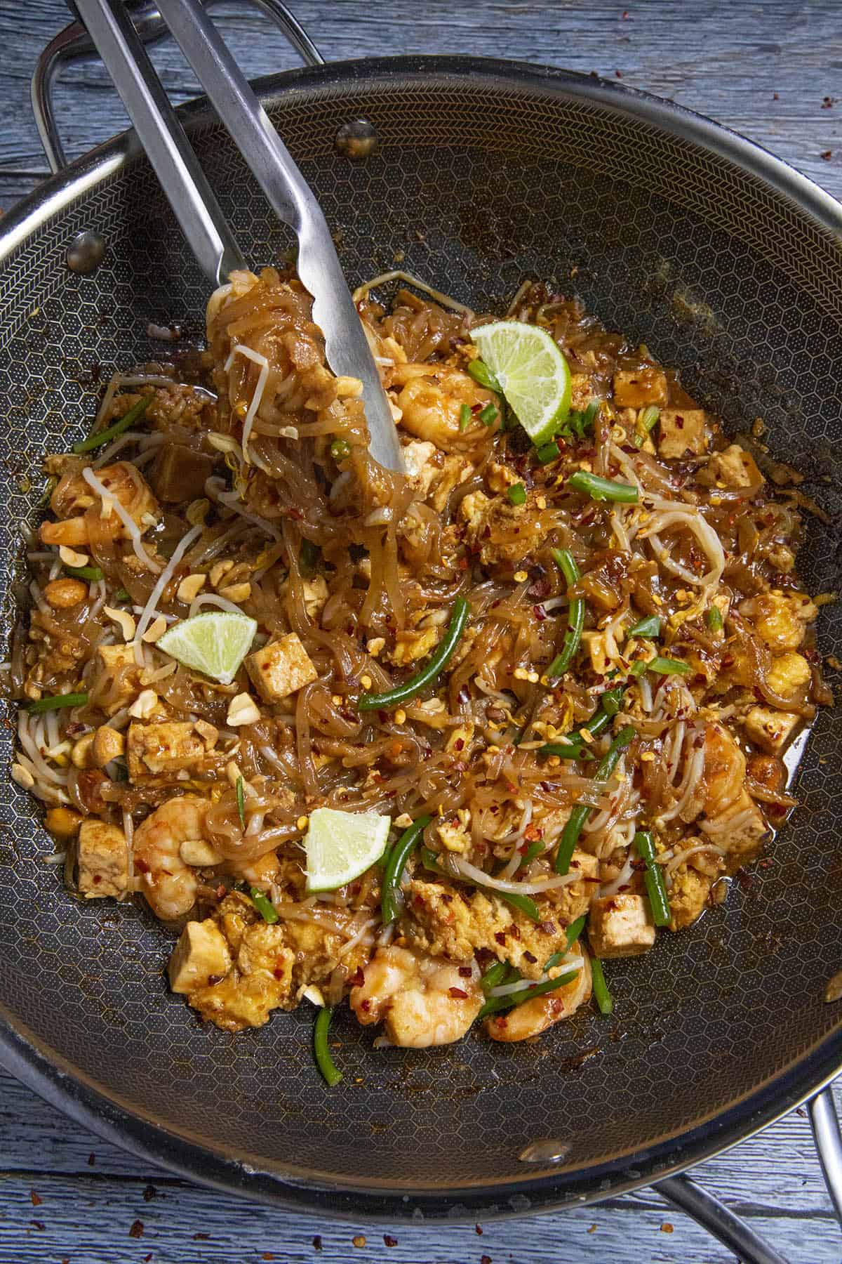 Serving Pad Thai from the hot pan