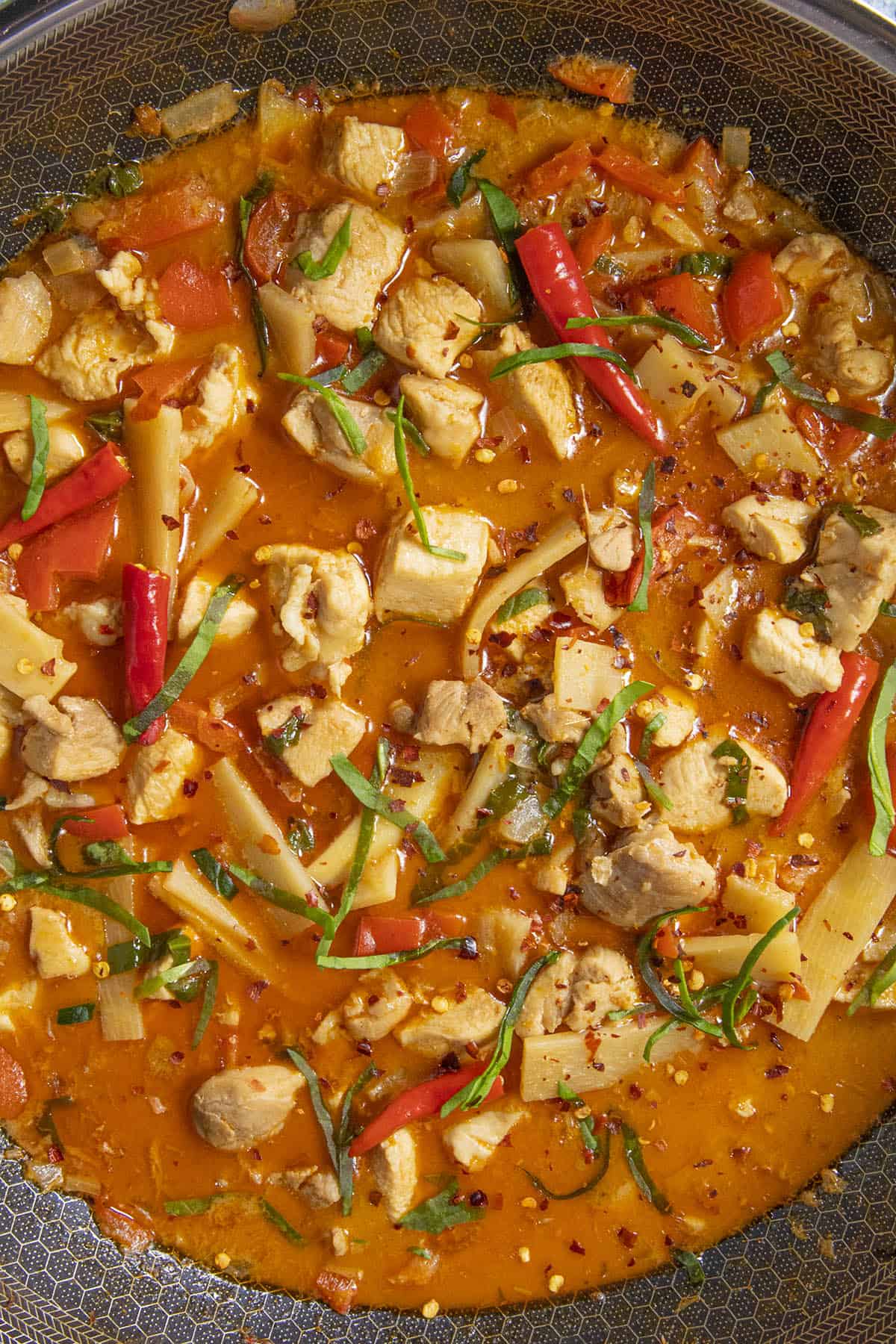 Panang Curry simmering in a pan
