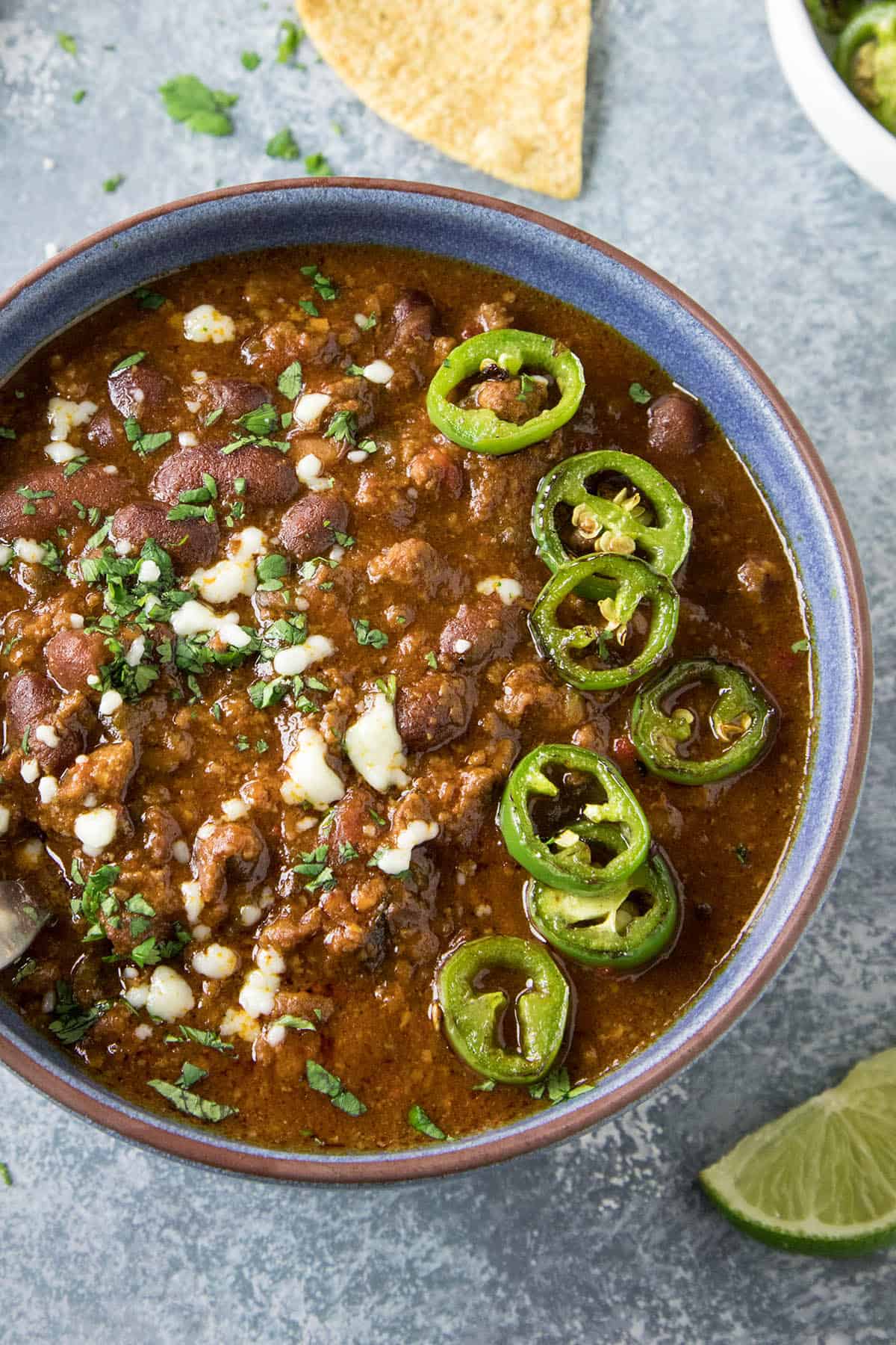 Southwest Style Slow Cooker Chili in a bowl