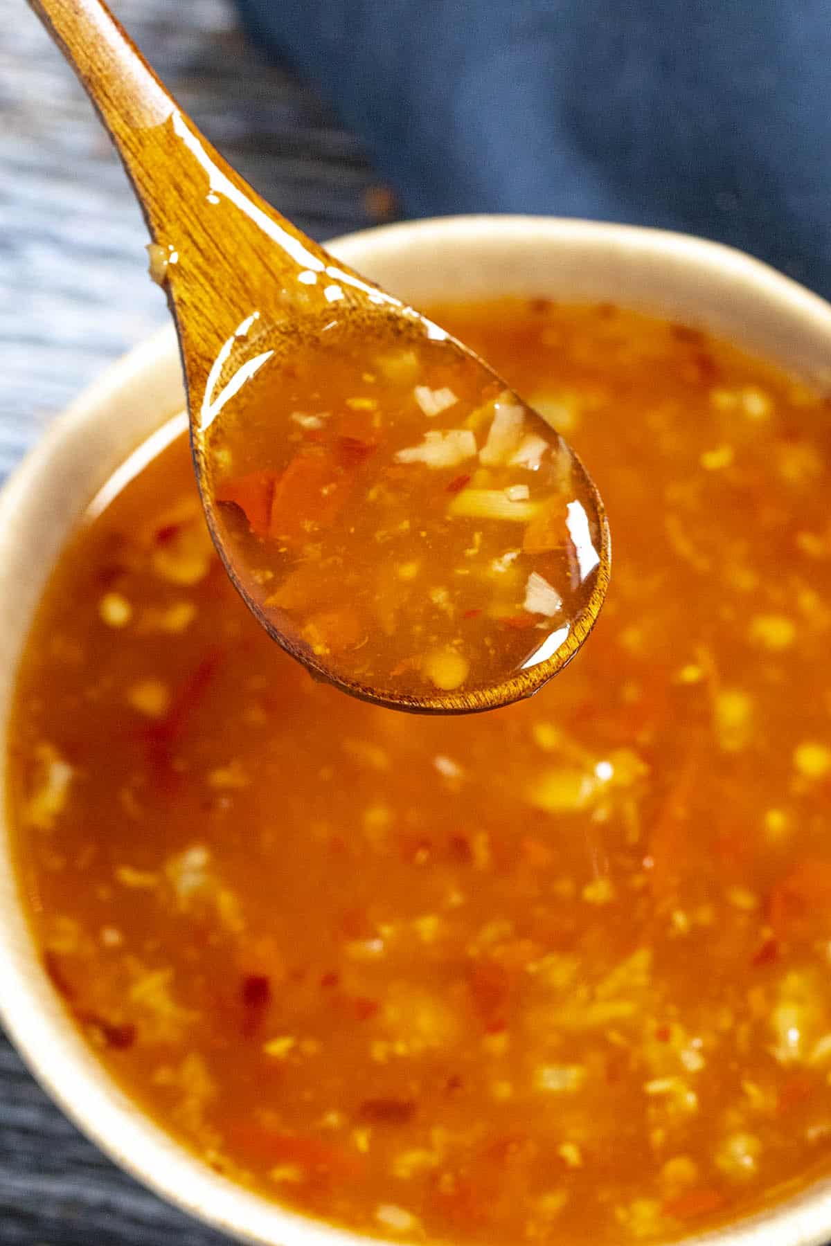Thai Sweet Chili Sauce on a spoon