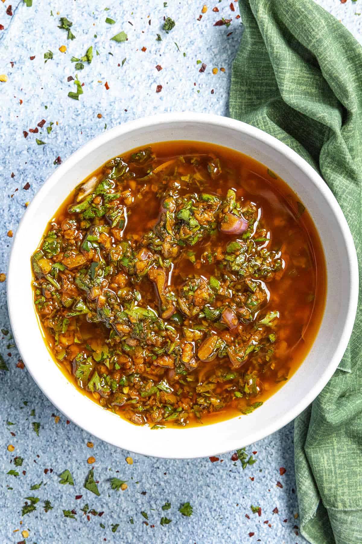 Chermoula sauce in a bowl, ready to serve