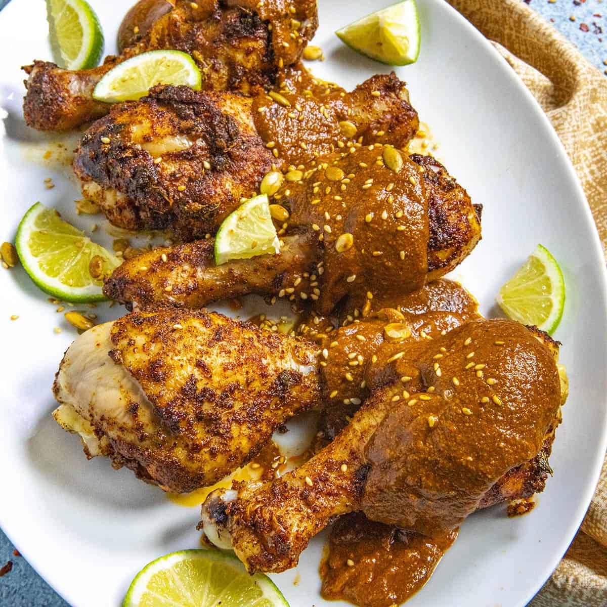 Chicken Drumsticks Recipe with Pumpkin Seed Sauce (Pipian Rojo)