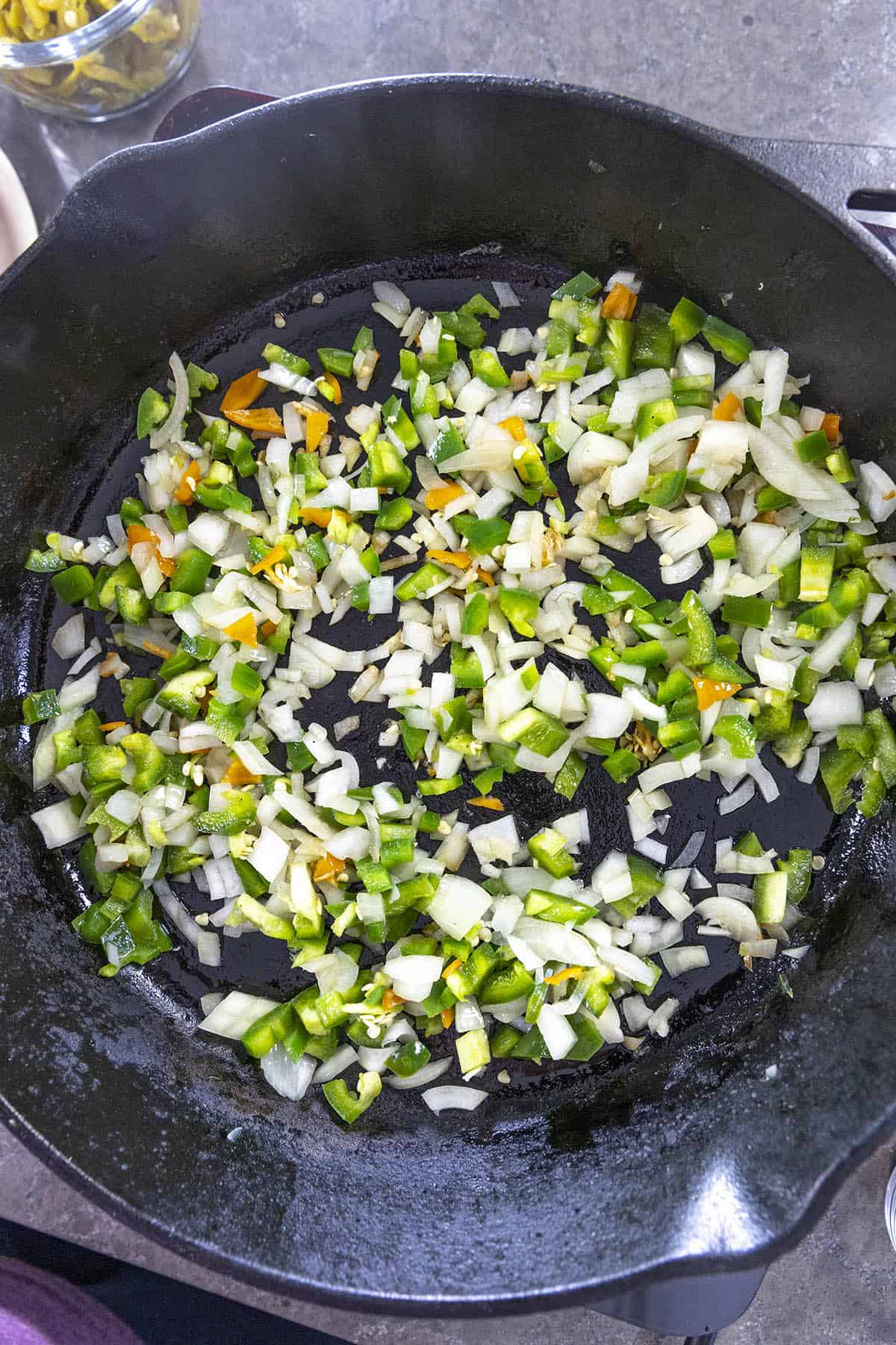 Cooking the vegetables in a pan