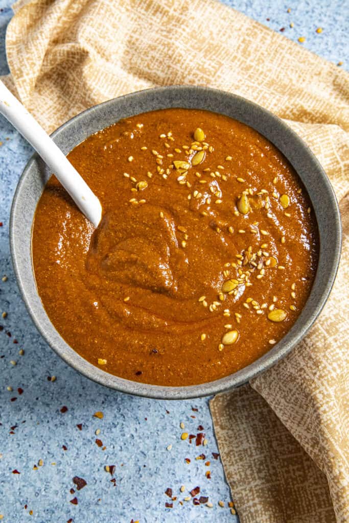 Pipian Rojo in a bowl, ready to serve