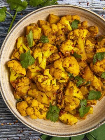 Aloo Gobi in a bowl, ready to serve