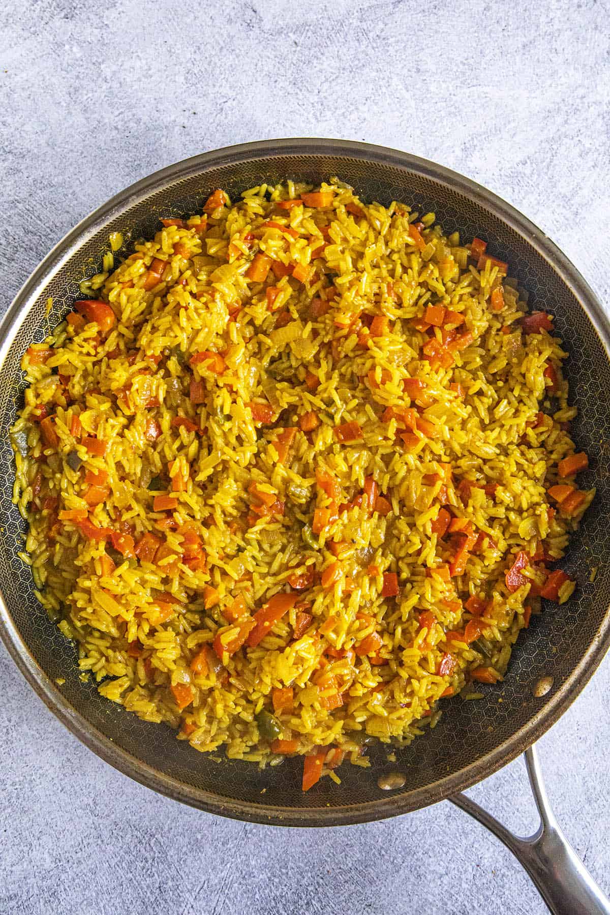 Curried Rice just finished in a hot pan