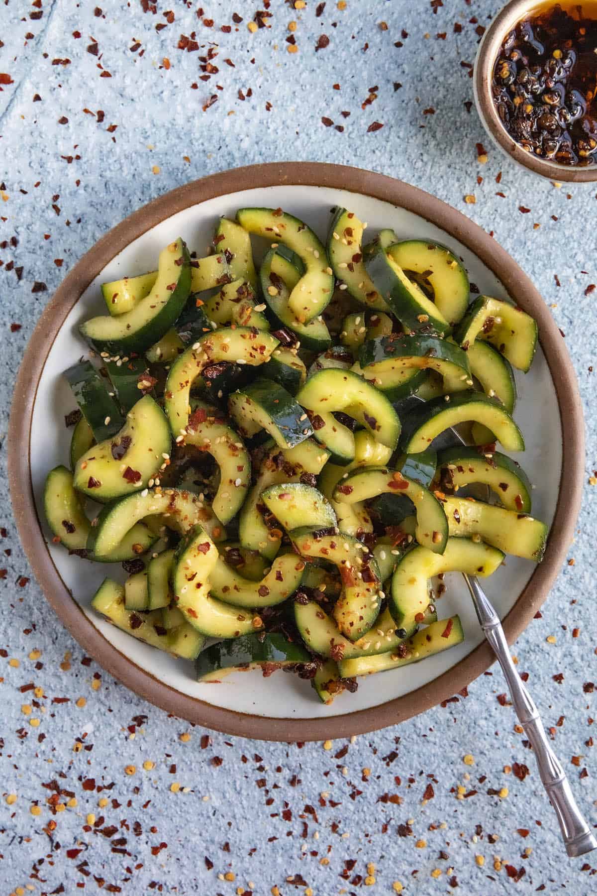 Sichuan Spiced Cucumber Salad ready to serve